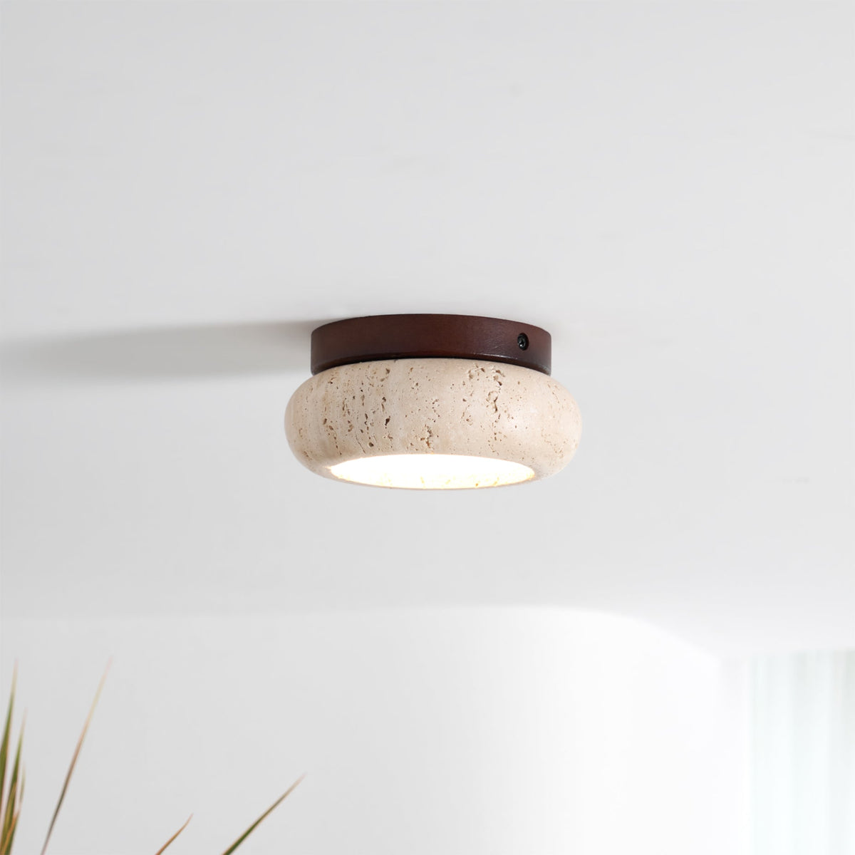 Ceiling Light with Central Stone Panel