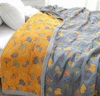 Throw Blanket with Ginkgo Leaf Pattern