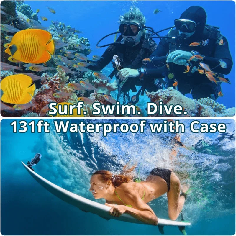 Action Camera | 4K Ultra HD Image-Stabilized & Waterproof | 64 GB Card & Mount Kit