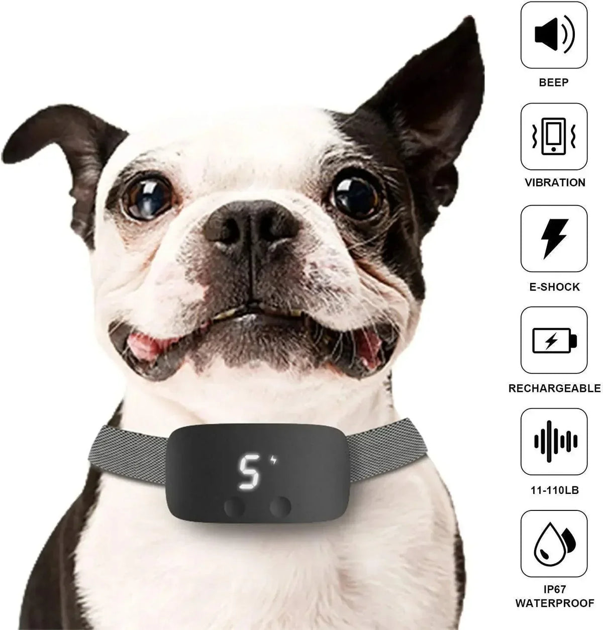 Anti-Bark Collar | Auto Detection & USB-Rechargeable | IP67 Waterproof