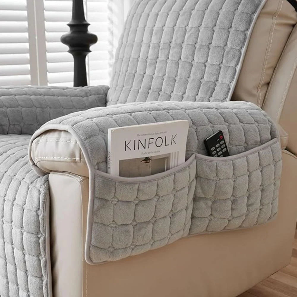 Armchair Cover | Quilted Microfiber & Non-Slip | Integrated Side Pocket