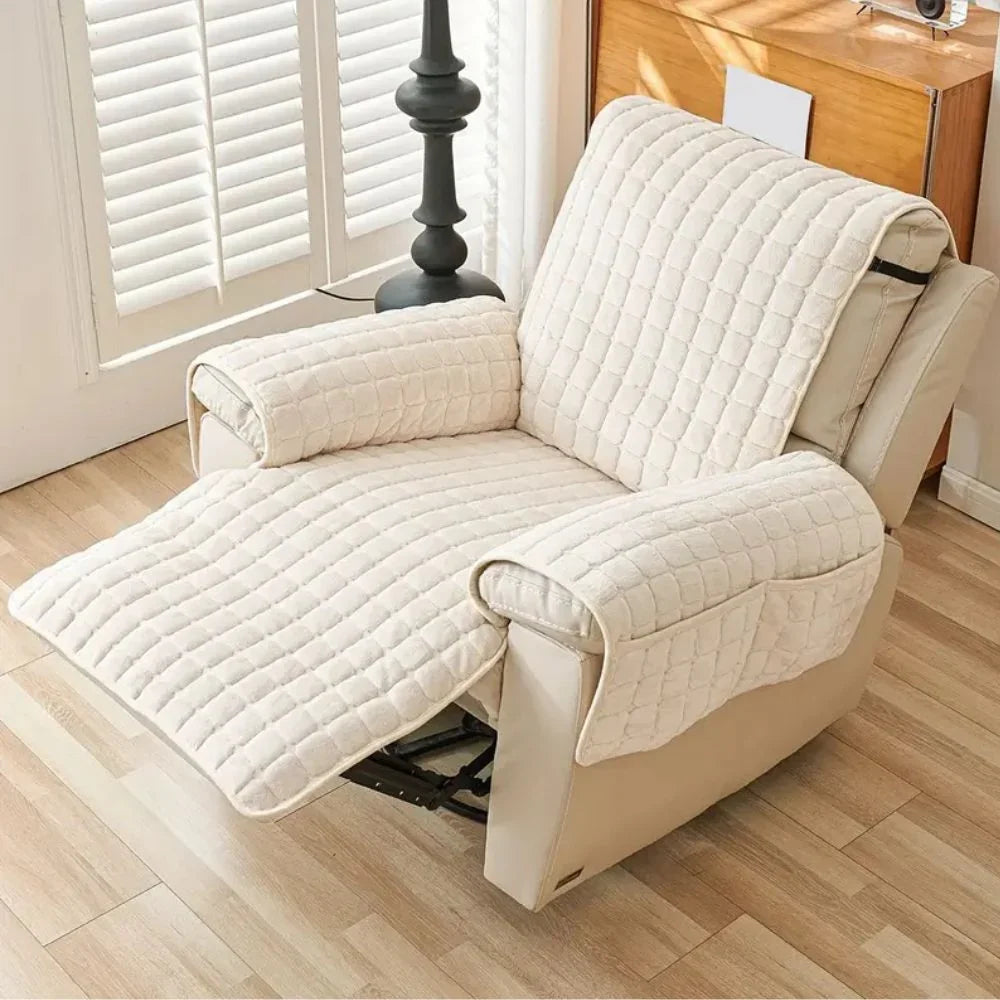 Armchair Cover | Quilted Microfiber & Non-Slip | Integrated Side Pocket