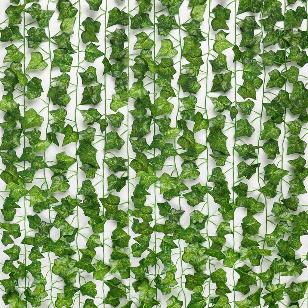Artificial Ivy Garland | Lifelike Green Leaves & Maintenance-Free | Set of 12