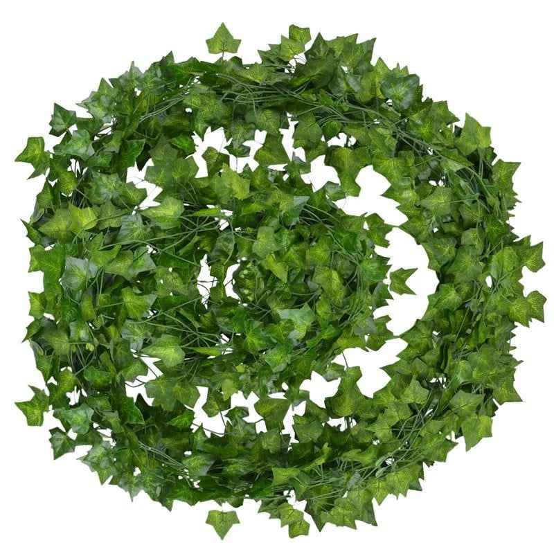 Artificial Ivy Garland | Lifelike Green Leaves & Maintenance-Free | Set of 12