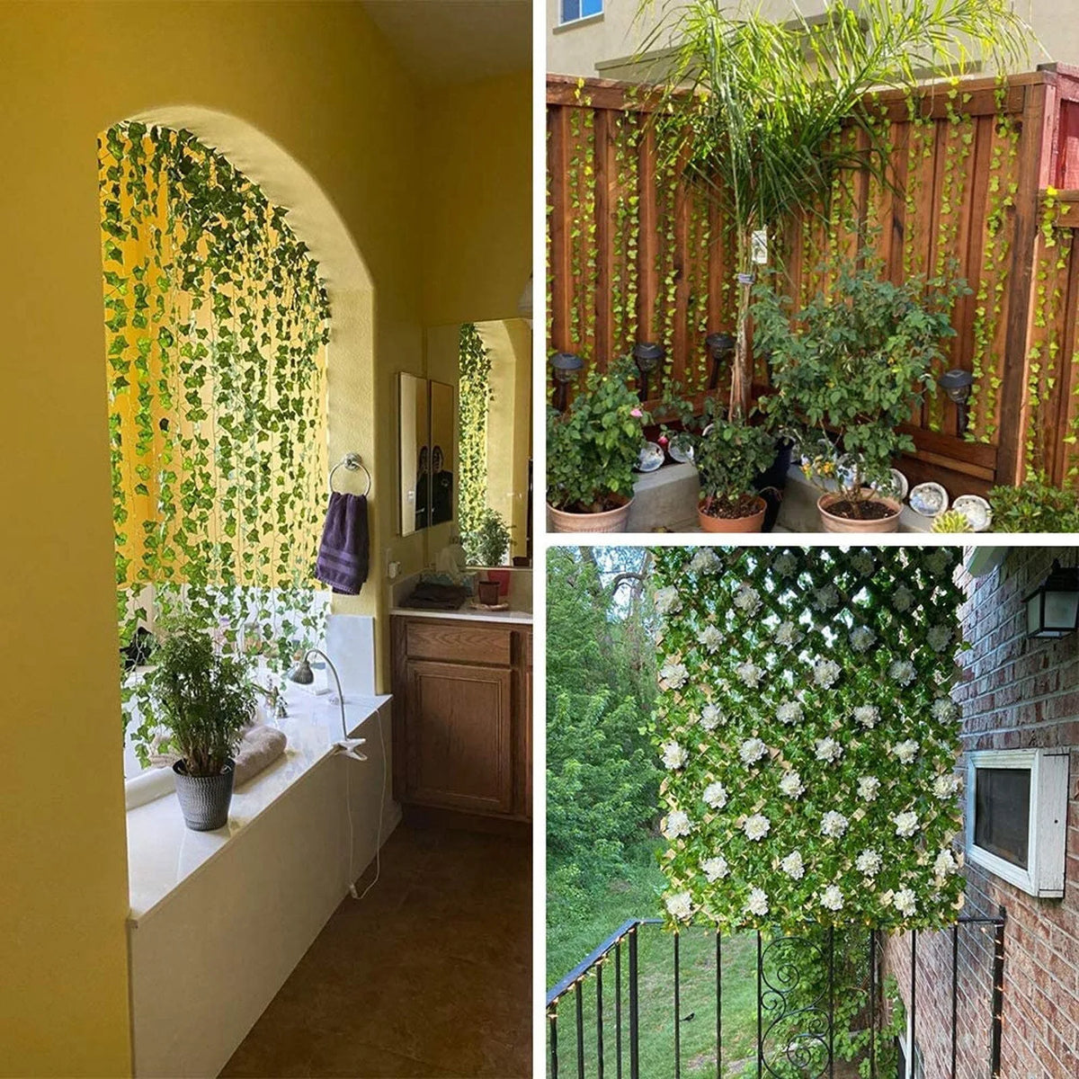 Artificial Ivy Garland | Lifelike Green Leaves & Maintenance-Free | Set of 12