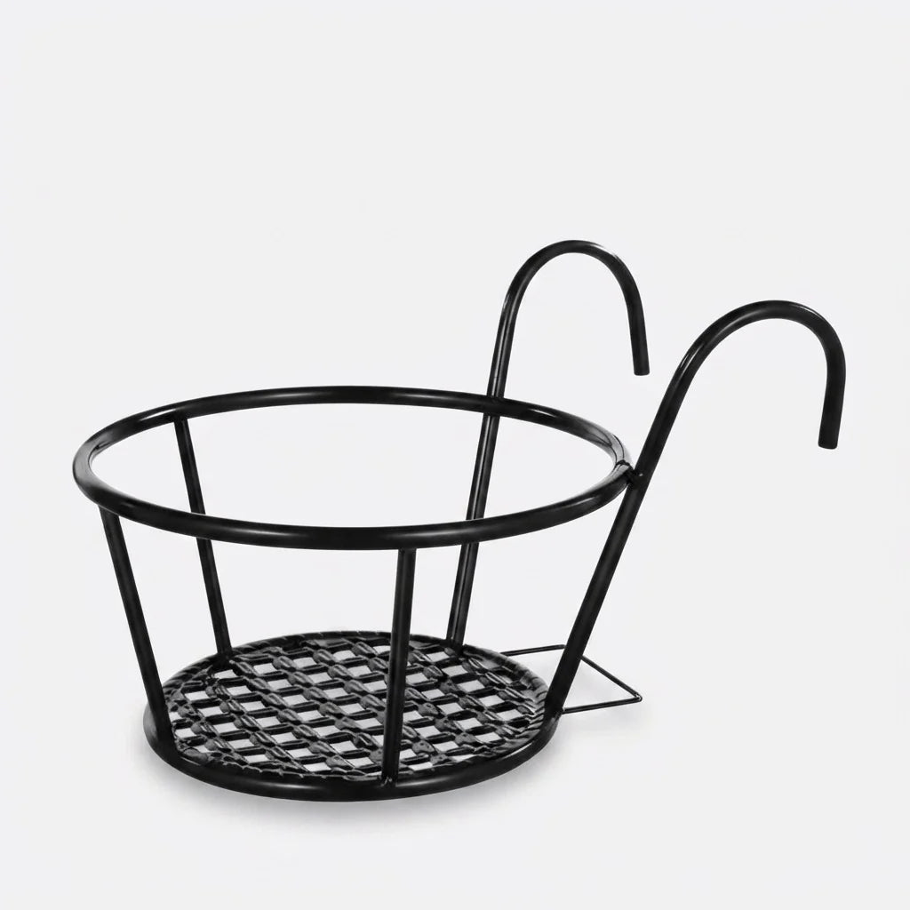 Balcony Pot Hangers | Hook-On No-Drill & Open-Grid Drainage | Set of 3