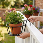 Balcony Pot Hangers | Hook-On No-Drill & Open-Grid Drainage | Set of 3