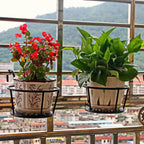 Balcony Pot Hangers | Hook-On No-Drill & Open-Grid Drainage | Set of 3