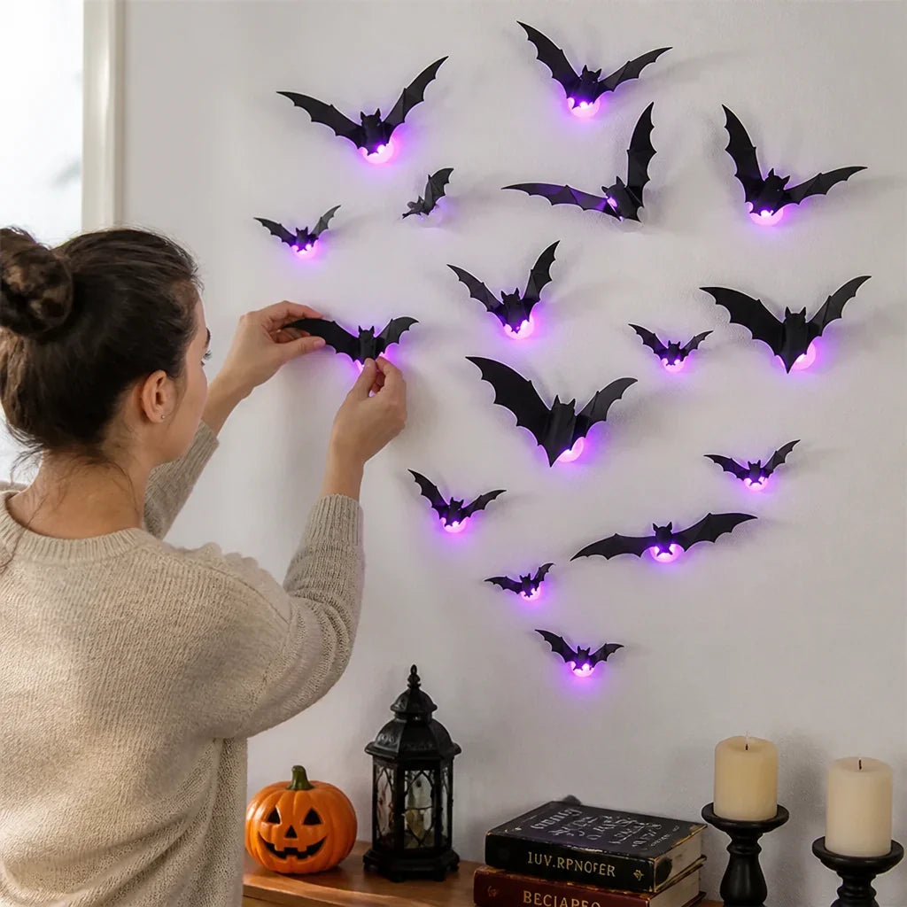 Bat Wall Light | 3D Flight Effect & Purple LED | 12–72 Pieces