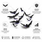Bat Wall Light | 3D Flight Effect & Purple LED | 12–72 Pieces