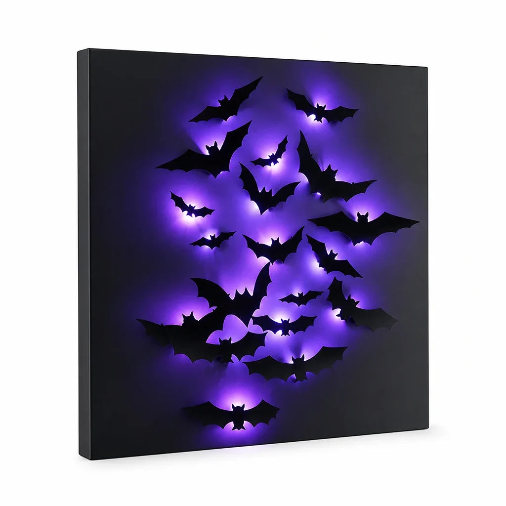 Bat Wall Light | 3D Flight Effect & Purple LED | 12–72 Pieces