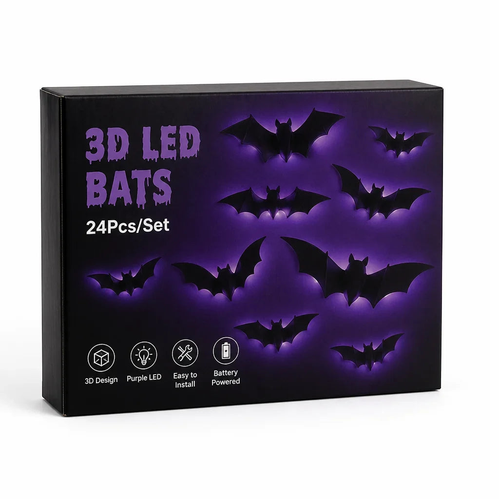 Bat Wall Light | 3D Flight Effect & Purple LED | 12–72 Pieces