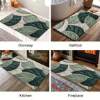 Bath Mat | Microfiber, Quick-Drying & Non-Slip Backing | Leaf Pattern