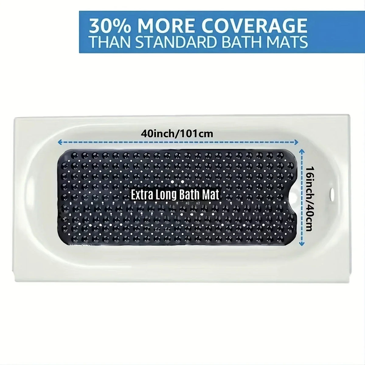 Bath Mat | Non-Slip Knobs & Suction Cups | 101 x 40 cm