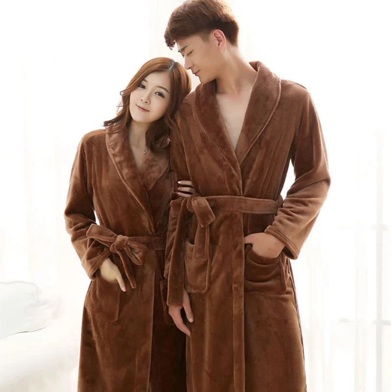 Bathrobe | Plush Coral Fleece & Flannel | Unisex