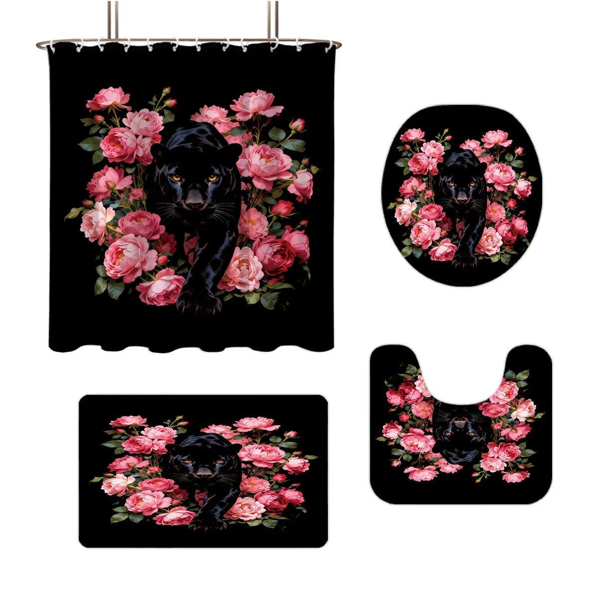 Bathroom Set | Autumn Leaf Print & Quick-Drying | 4-Piece Set