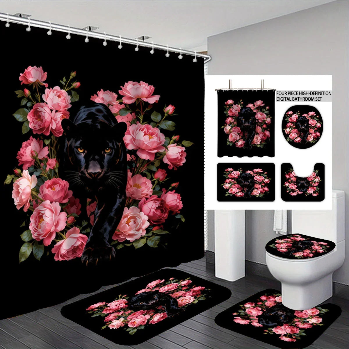 Bathroom Set | Autumn Leaf Print & Quick-Drying | 4-Piece Set