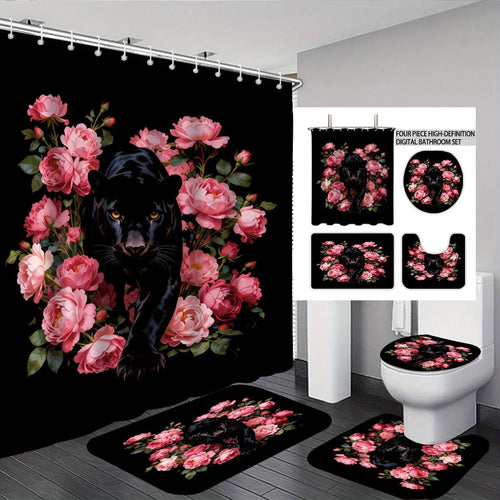 Bathroom Set | Autumn Leaf Print & Quick-Drying | 4-Piece Set