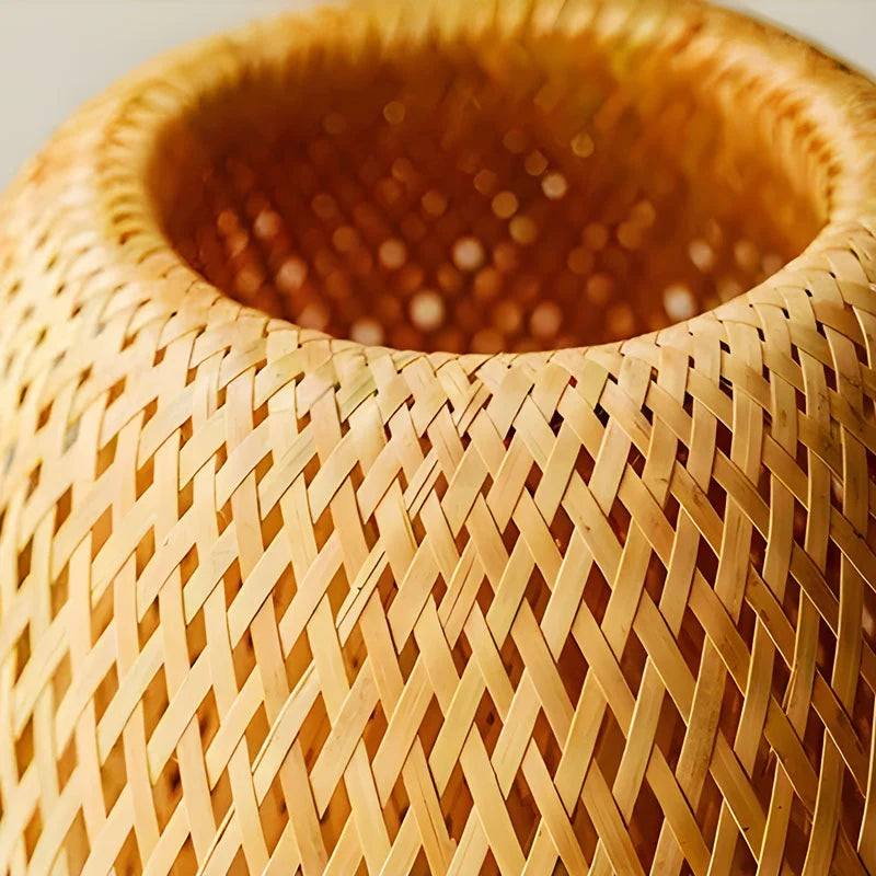 Bedside Lamp | Handwoven Rattan Shade & Solid Wood Base | 1.8 m Cord