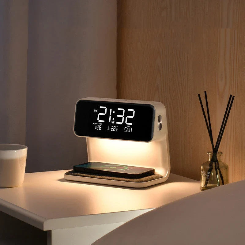 Bedside Lamp | Touch-Dimmable LED, Wireless Charger & Digital Alarm Clock