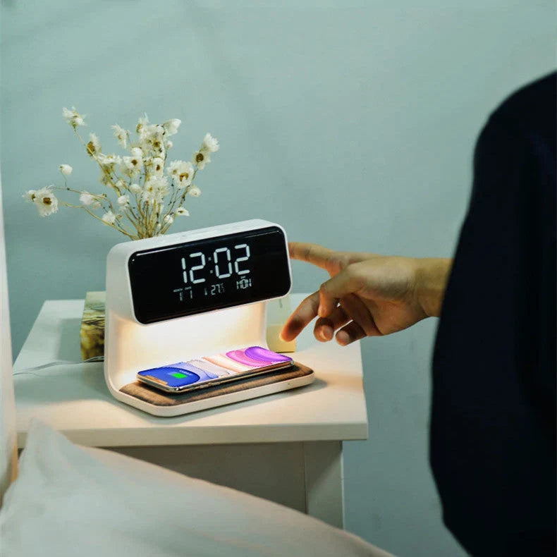 Bedside Lamp | Touch-Dimmable LED, Wireless Charger & Digital Alarm Clock