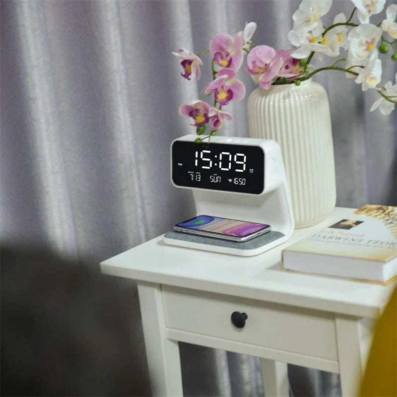 Bedside Lamp | Touch-Dimmable LED, Wireless Charger & Digital Alarm Clock