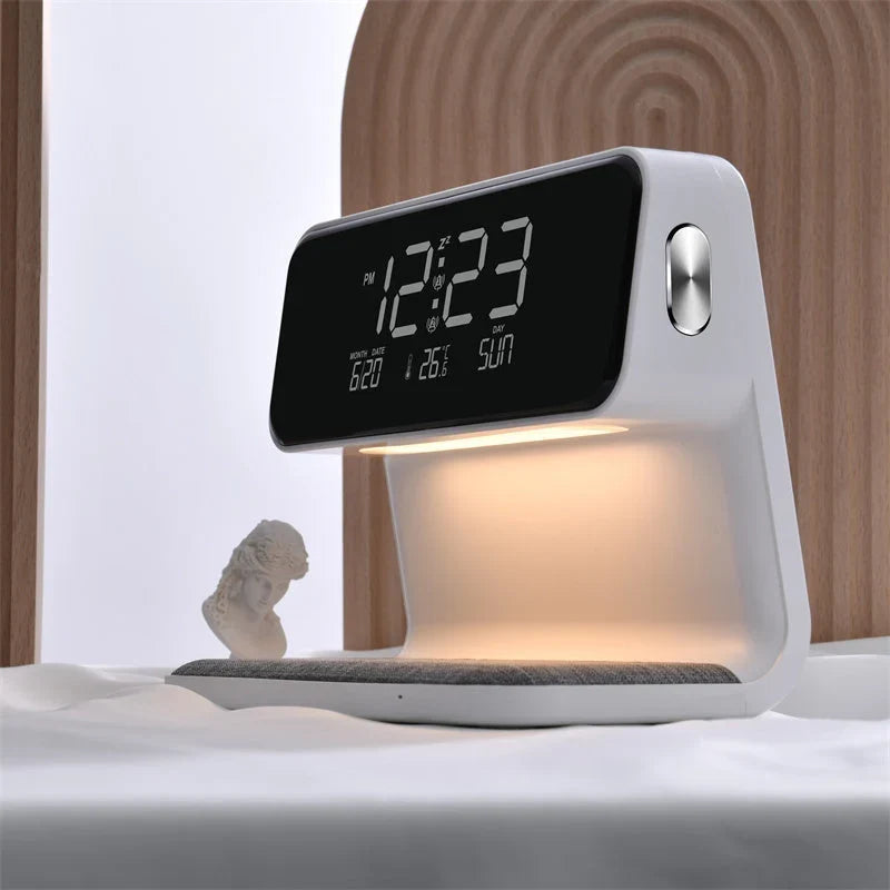 Bedside Lamp | Touch-Dimmable LED, Wireless Charger & Digital Alarm Clock