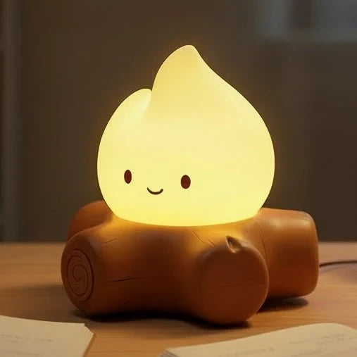 Bedside Table Lamp | Realistic Campfire Effect & White Noise | Rechargeable Battery