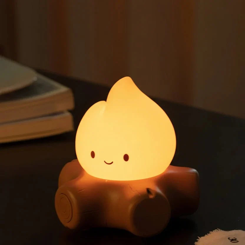 Bedside Table Lamp | Realistic Campfire Effect & White Noise | Rechargeable Battery