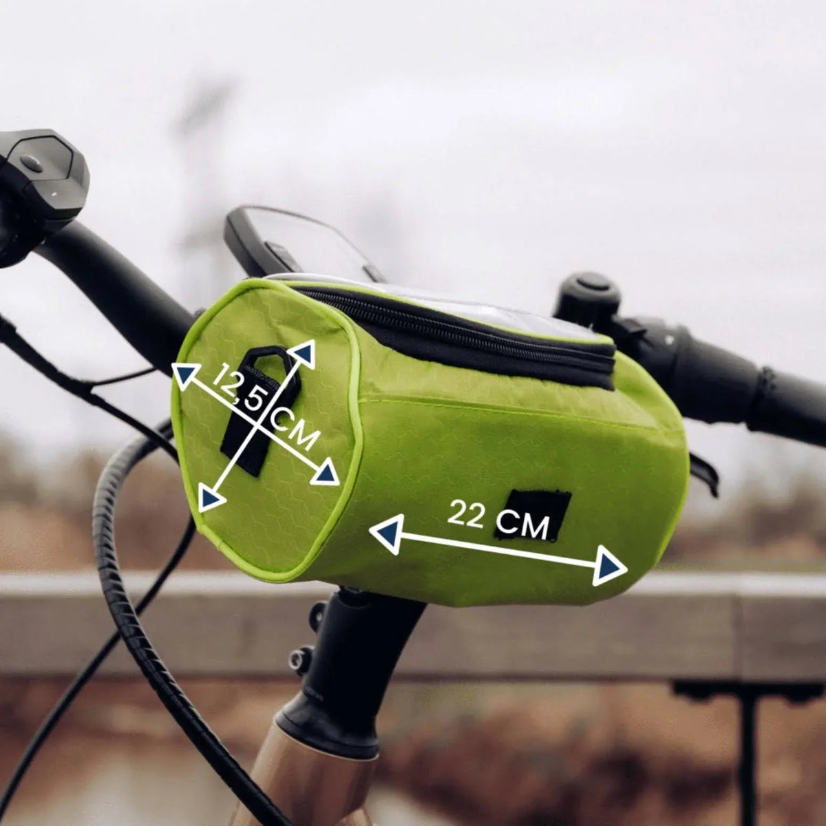 Bicycle Handlebar Bag | Waterproof & Touchscreen Window | 22 x 12.5 x 12.5 cm