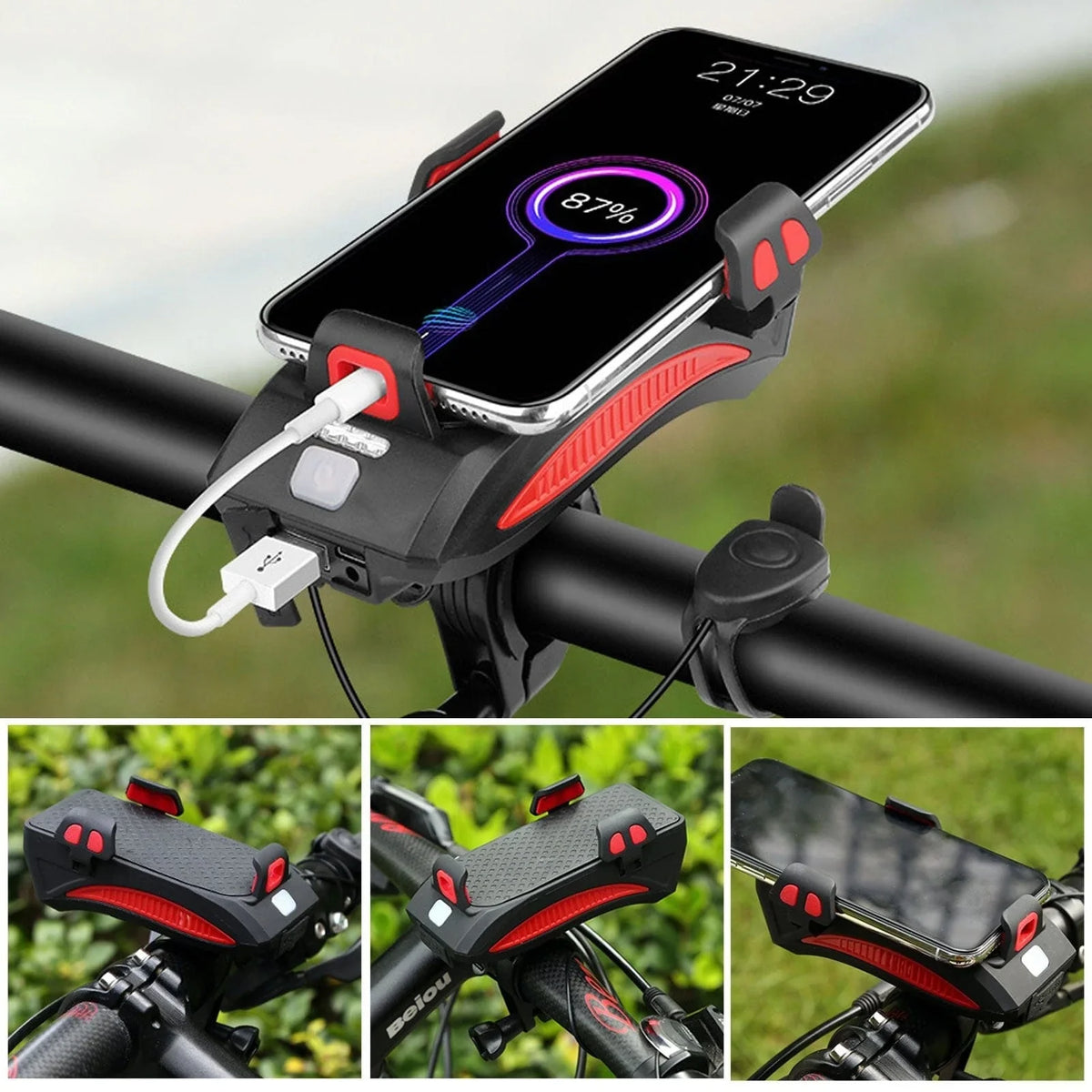Bicycle Light | 4-in-1 LED Phone Holder & Power Bank