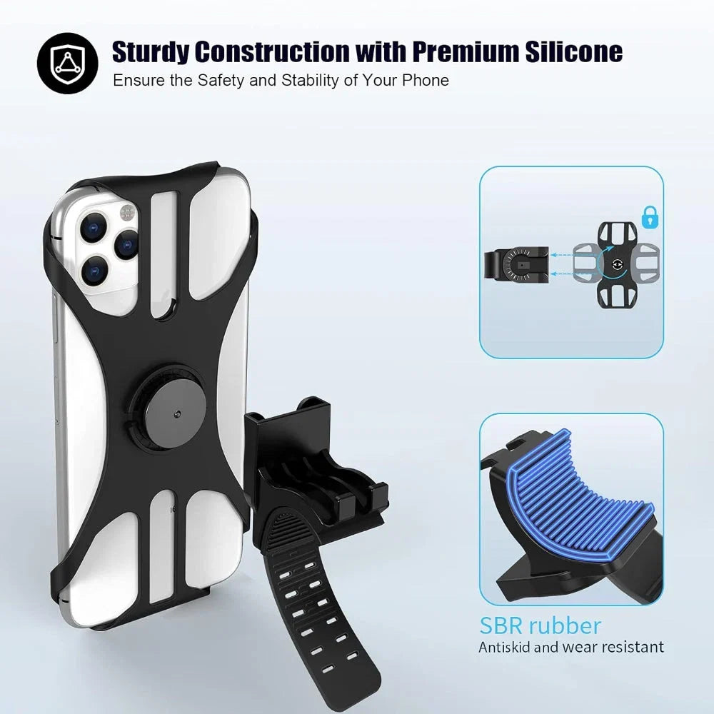 Bicycle Phone Holder | 360° Rotation & Quick-Release | Set of 2
