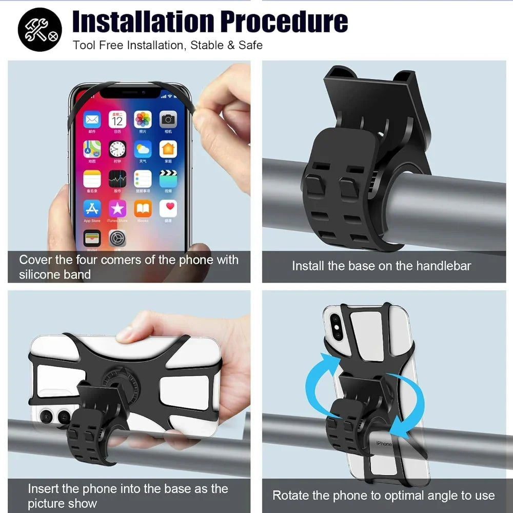 Bicycle Phone Holder | 360° Rotation & Quick-Release | Set of 2