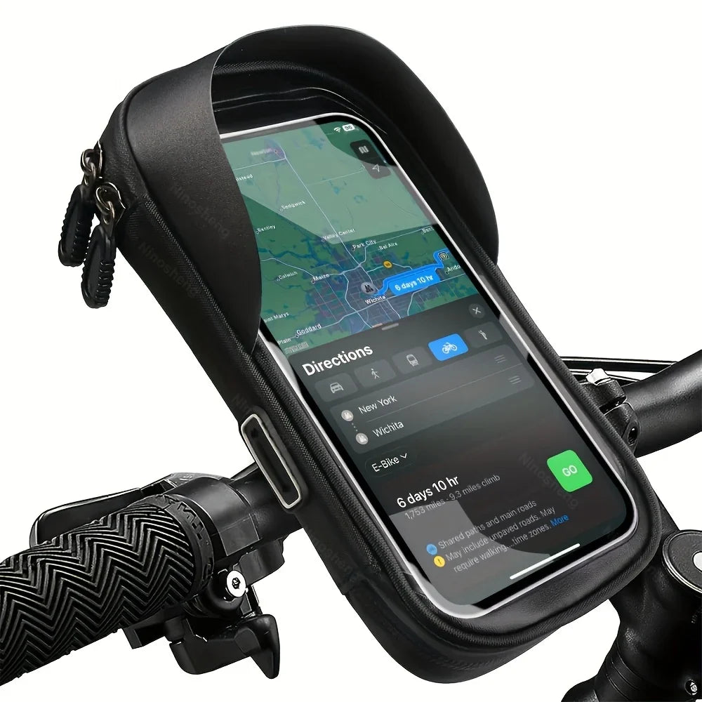 Bike & Motorcycle Phone Mount | Waterproof TPU & 360° Rotation | Fits 4.5-6.4 Inch