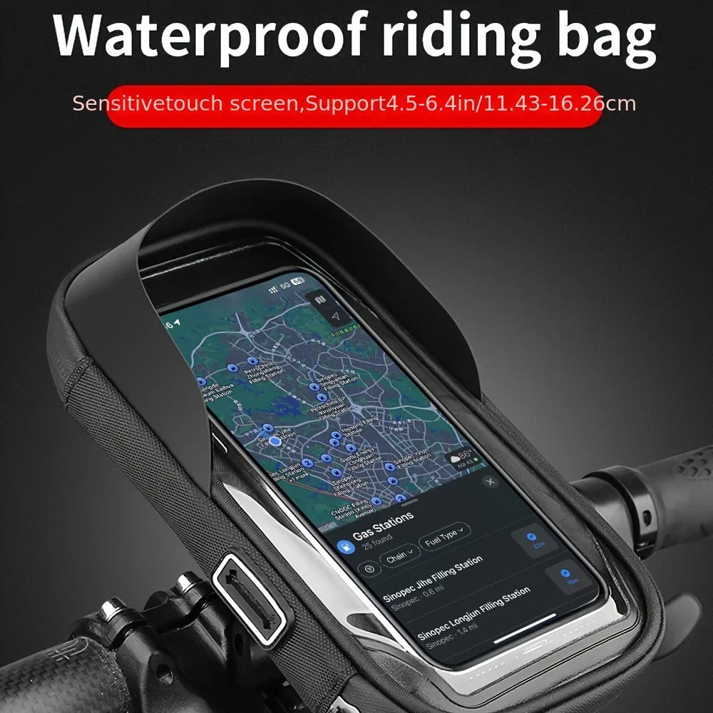 Bike & Motorcycle Phone Mount | Waterproof TPU & 360° Rotation | Fits 4.5-6.4 Inch