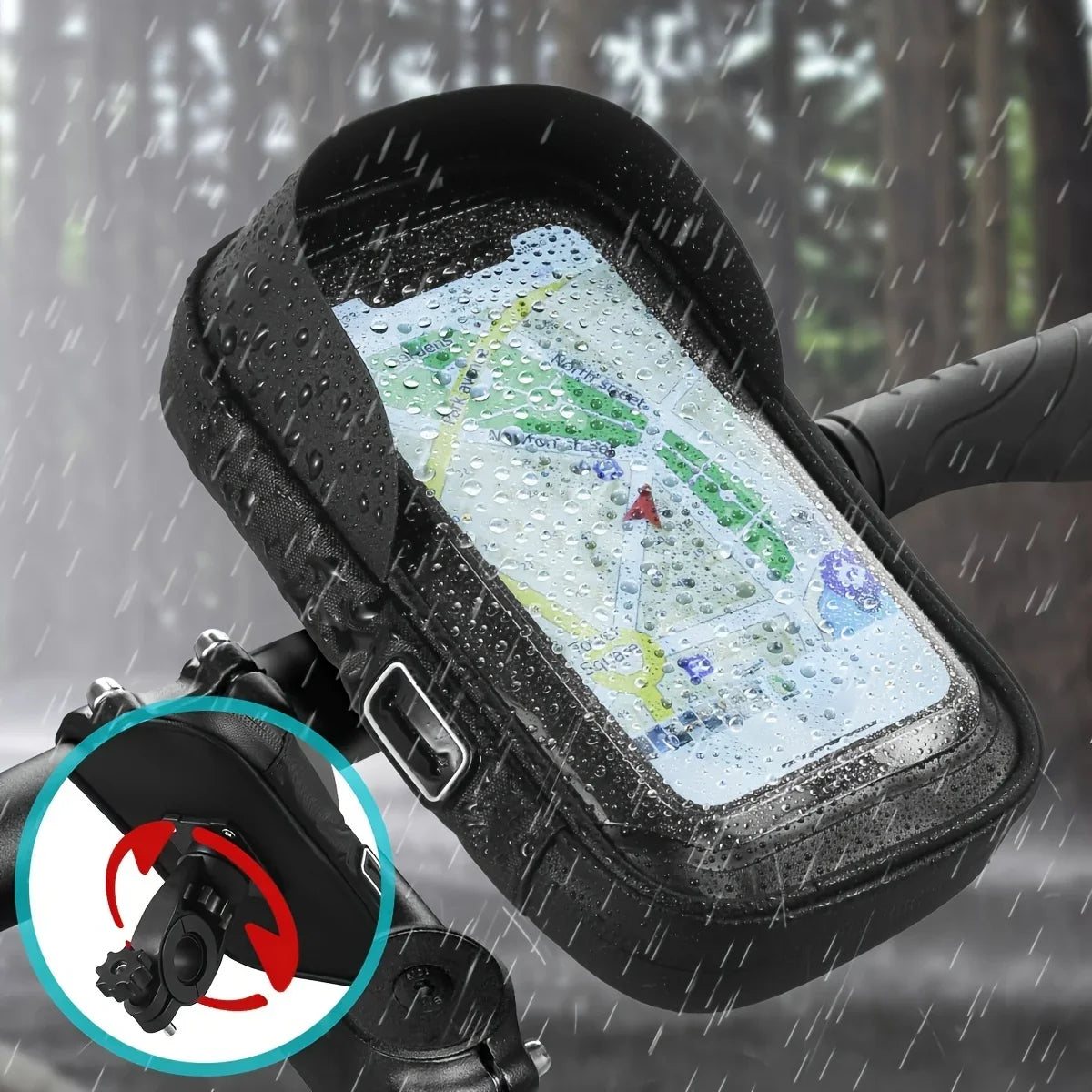 Bike & Motorcycle Phone Mount | Waterproof TPU & 360° Rotation | Fits 4.5-6.4 Inch