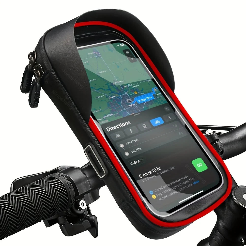 Bike & Motorcycle Phone Mount | Waterproof TPU & 360° Rotation | Fits 4.5-6.4 Inch