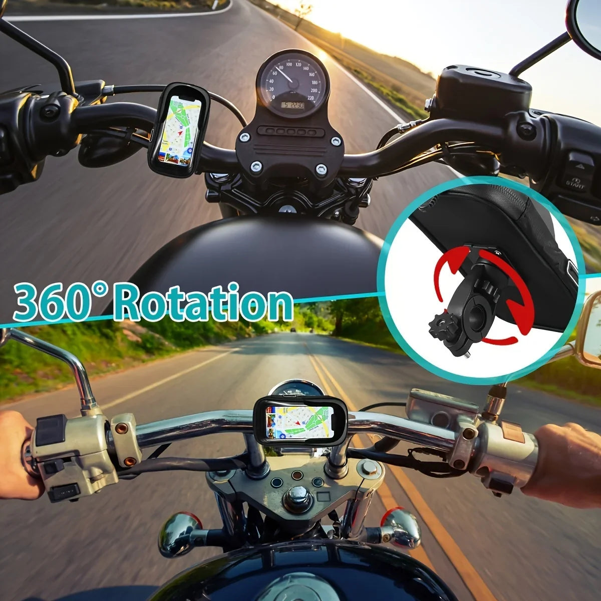 Bike & Motorcycle Phone Mount | Waterproof TPU & 360° Rotation | Fits 4.5-6.4 Inch