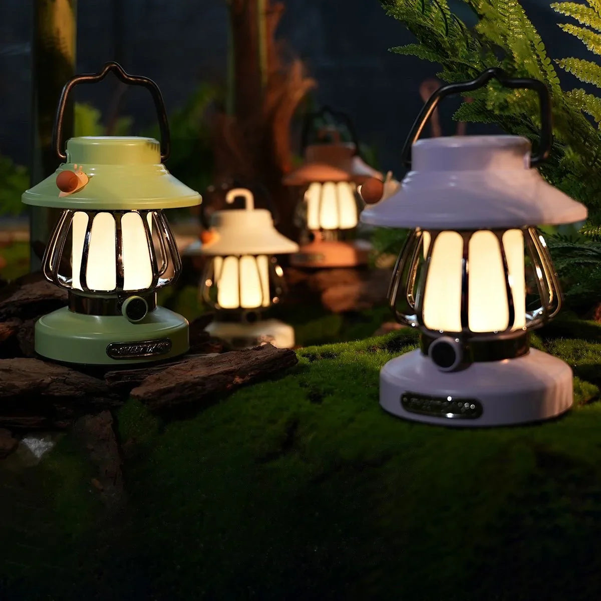 Camping Lantern | USB Rechargeable & Portable Warm Light | Retro Snail Design