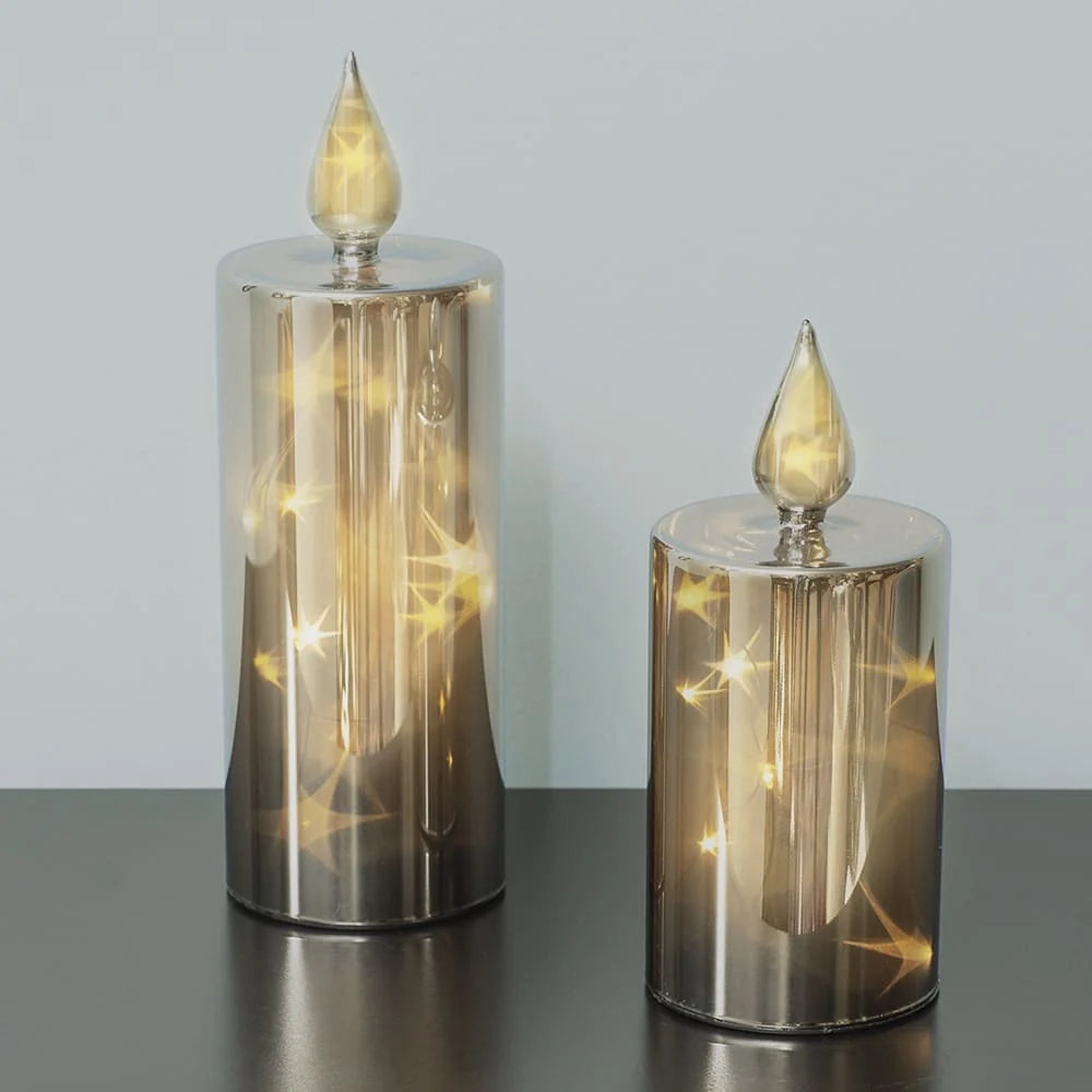 Candle Set | LED Smoky Glass & Automatic 6-Hour Timer | 2-Piece