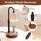 Candle Warmer Lamp | Flower Glass Shade & Adjustable Heating | 2/4/8-Hour Timer