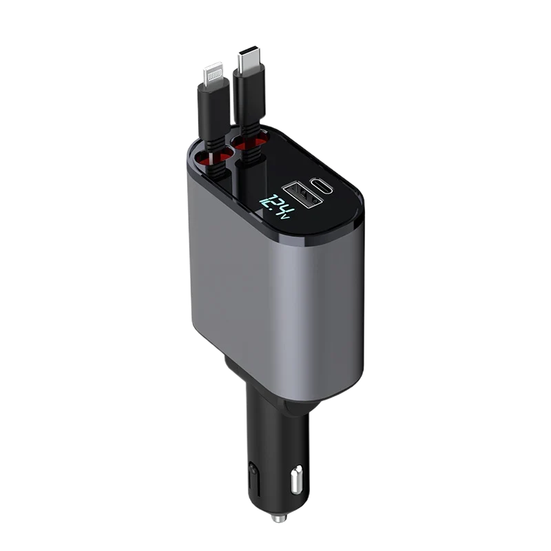 Car Charger | Retractable Cable & Fast Charging | 12–24V