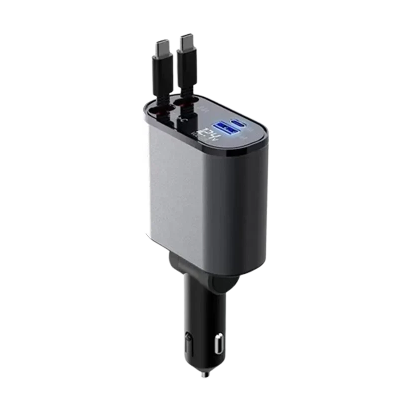 Car Charger | Retractable Cable & Fast Charging | 12–24V