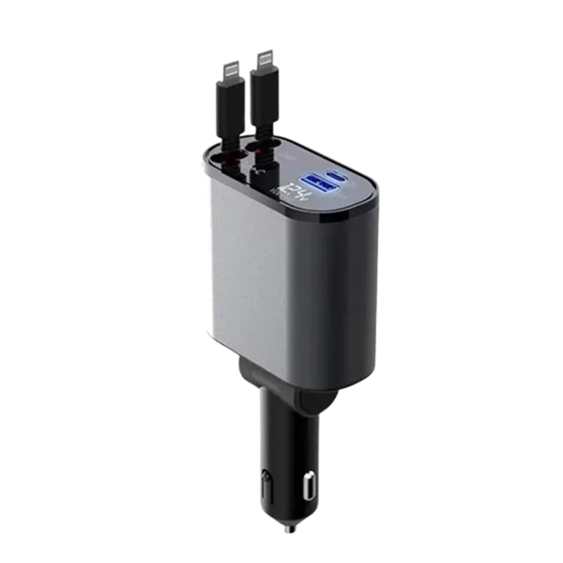 Car Charger | Retractable Cable & Fast Charging | 12–24V