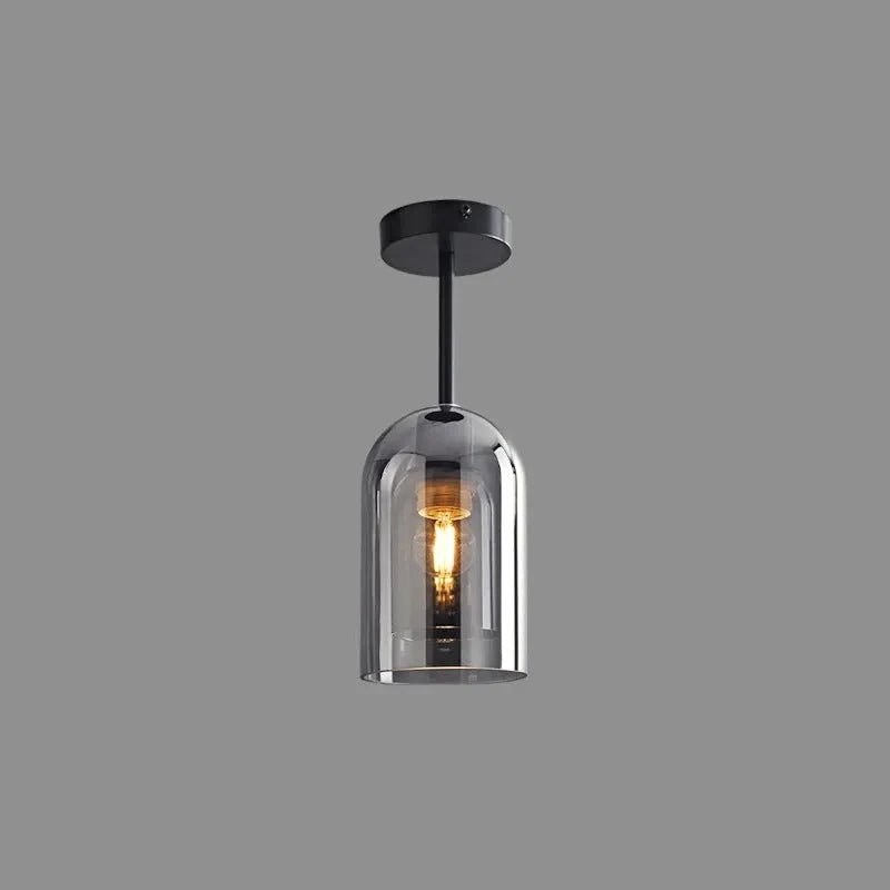 Ceiling Lamp | Copper & Glass Shade | 3-Color LED Included