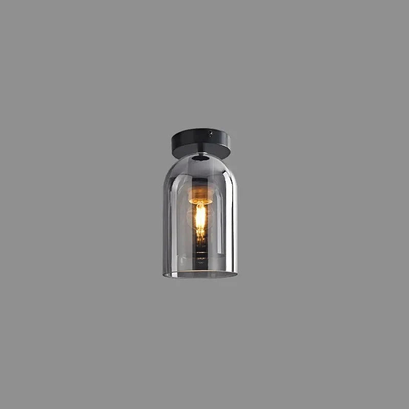 Ceiling Lamp | Copper & Glass Shade | 3-Color LED Included