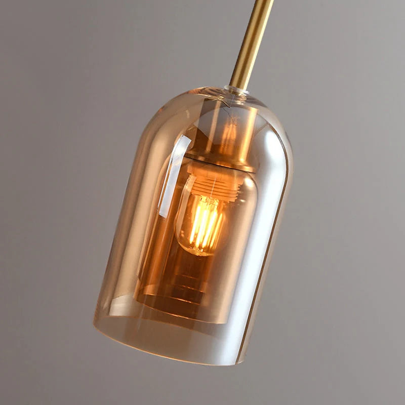 Ceiling Lamp | Copper & Glass Shade | 3-Color LED Included