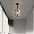 Ceiling Lamp | Copper & Glass Shade | 3-Color LED Included