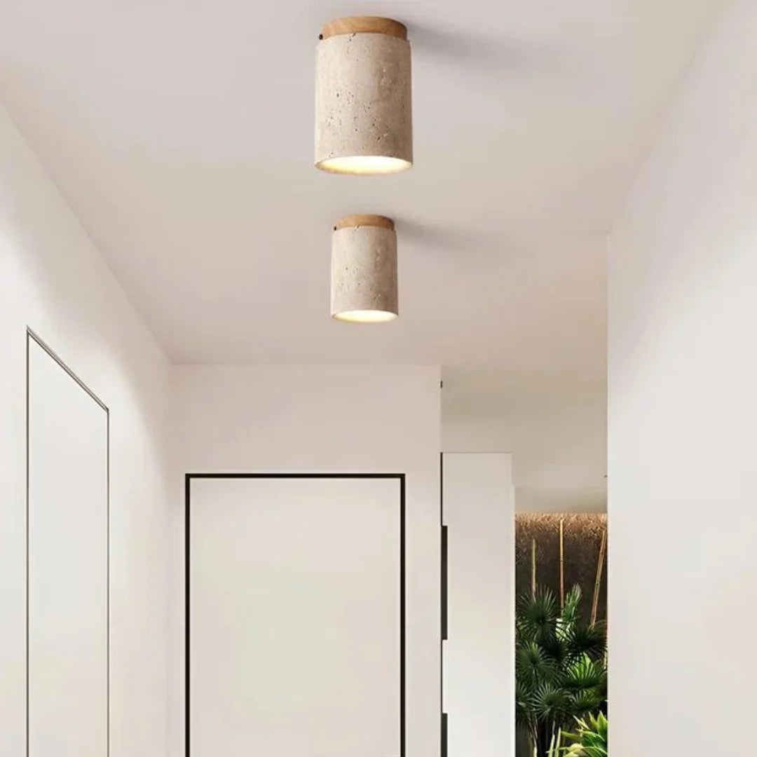 Ceiling Lamp | Wabi-Sabi Travertine & Energy-Efficient LED