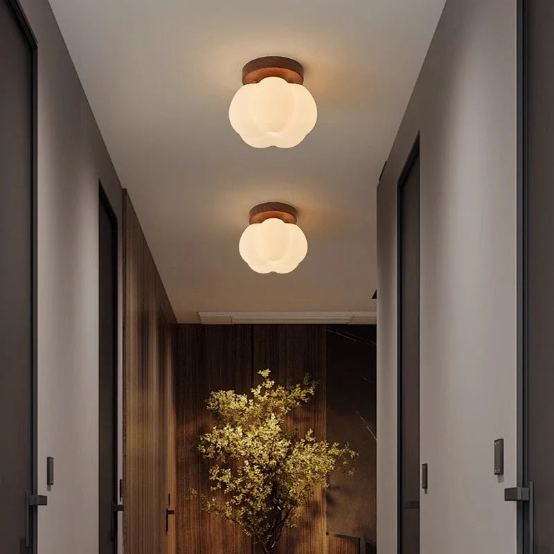 Ceiling Lamp | Walnut Wood Finish & Energy-Efficient | Flush Mount